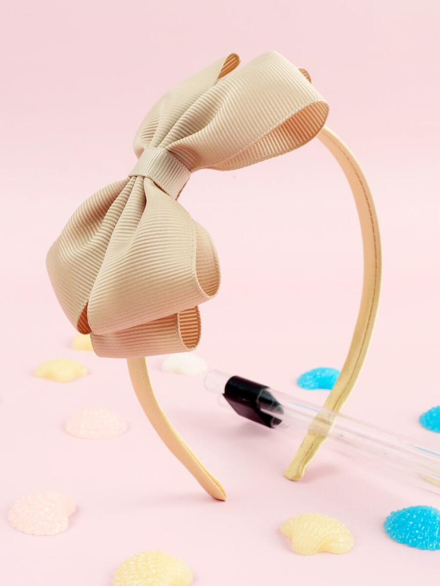Toddler Girls Bow Decor Hair Hoop - Brown - View 1