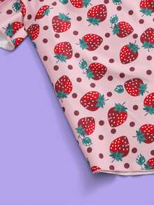 大碼滿版草莓圖案襯衫 - 彩色 - 查看 4