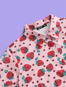 大碼滿版草莓圖案襯衫 - 彩色 - 查看 5
