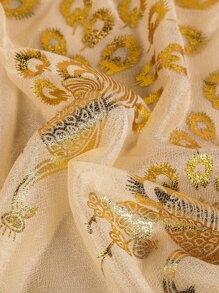 Khăn quàng cổ chi tiết con công - Màu be - Xem 4