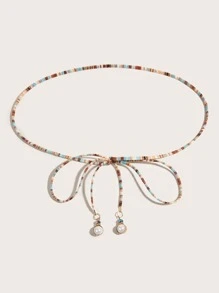 人造珍珠裝飾繩帶腰帶 - 彩色 - 查看 2