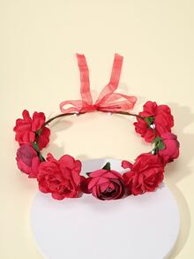 Dây buộc tóc trang trí hoa - Đỏ - Xem 3