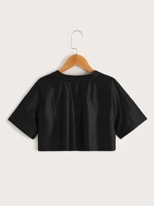 Toddler Girls Butterfly Print Drop Shoulder Tee - Black - View 2