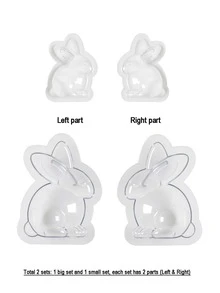 2 khuôn làm sôcôla hình thỏ Phục Sinh bằng nhựa trong suốt, 3 dụng cụ làm bánh sôcôla hình trái tim. - Trong sáng - Xem 11