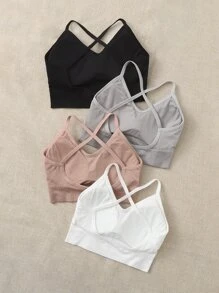 4入組中度支撐無縫交叉運動型胸罩 - 彩色 - 查看 2