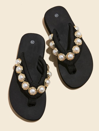 Niñas Chanclas con diseño de perla artificial