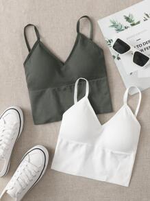 Easithlete 2入組中度支撐羅紋交叉運動型文胸