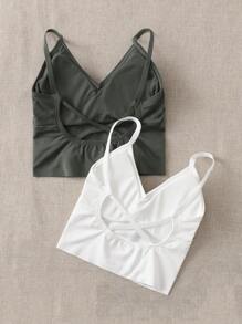 Easithlete 2入組中度支撐羅紋交叉運動型文胸