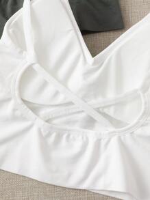 Easithlete 2入組中度支撐羅紋交叉運動型文胸