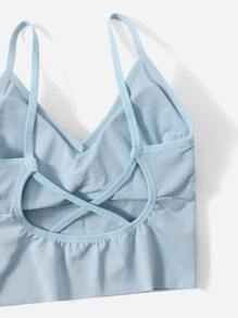 Easithlete 2 piezas Sujetador deportivo soporte medio de canalé con tira cruzada - Multicolor - Ver 4