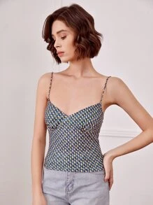 SHEIN Frenchy 幾何印花吊帶上衣 - 彩色 - 查看 3