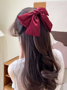 DAZY Solid Bow Hair Clip Cute Valentines Claw Clips Hair Claws Hair Barrettes - Red - View 5