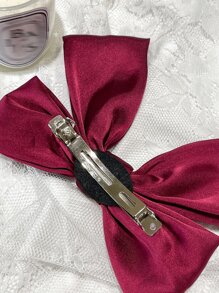 DAZY Solid Bow Hair Clip Cute Valentines Claw Clips Hair Claws Hair Barrettes - Red - View 7