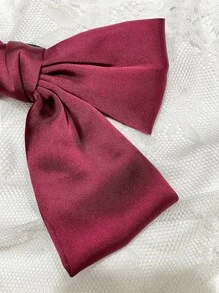 DAZY Solid Bow Hair Clip Cute Valentines Claw Clips Hair Claws Hair Barrettes - Red - View 8