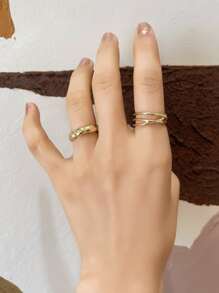 DAZY 2 chiếc vòng cổ tay tối giản - Vàng - Xem 3