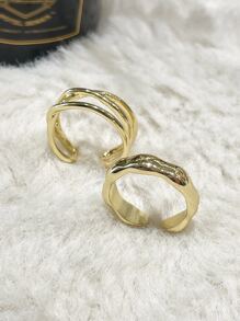 DAZY 2 chiếc vòng cổ tay tối giản - Vàng - Xem 9