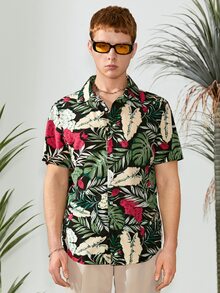 Manfinity Áo sơ mi Nam Nút phía trước Nhiệt đới Tất cả trên in Kỳ nghỉ - Nhiều màu - Xem 3