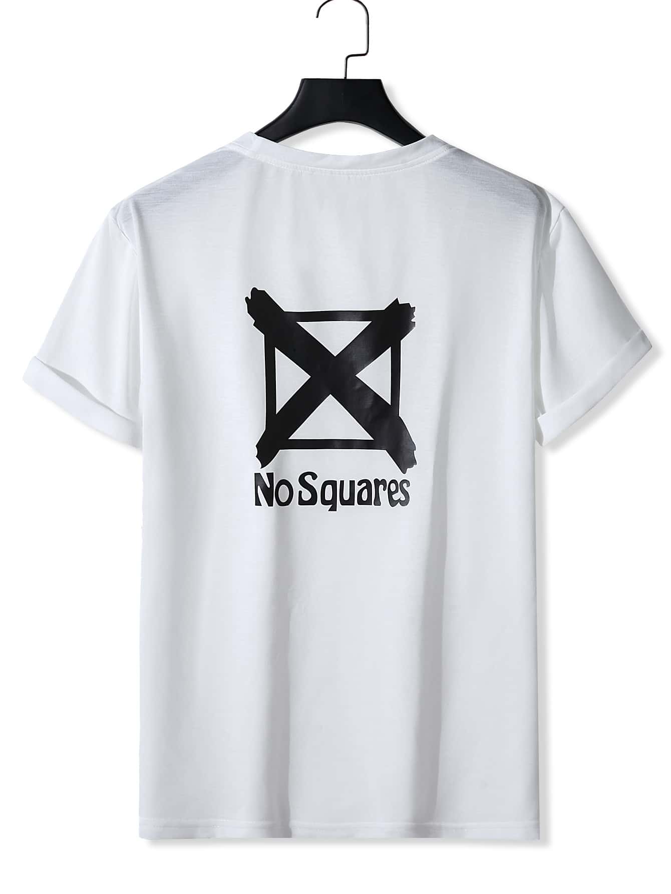 Manfinity Tops Nam Hình học Slogan Giải trí - trắng - Xem 1