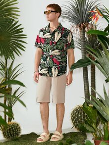 Manfinity Áo sơ mi Nam Nút phía trước Nhiệt đới Tất cả trên in Kỳ nghỉ - Nhiều màu - Xem 4