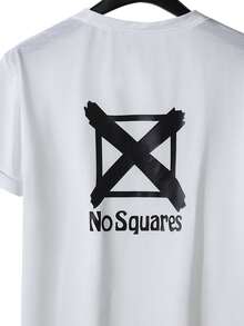 Manfinity Tops Nam Hình học Slogan Giải trí - trắng - Xem 3