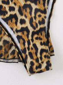 SHEIN Swim 夏日沙灘3入組豹紋哈特三角比基尼和沙灘裙 - 彩色 - 查看 3