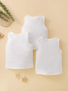 SHEIN Playful Pals 小男孩3入組純色背心