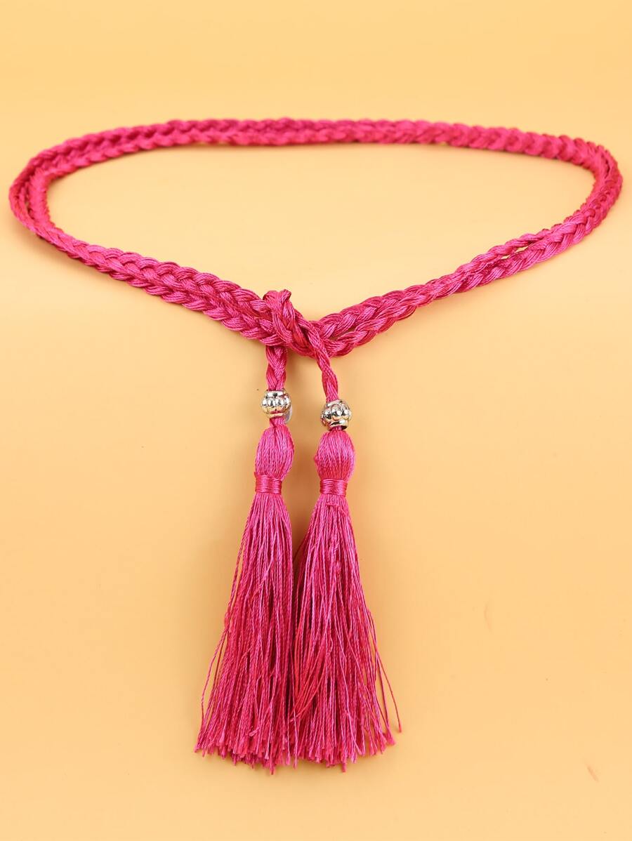 Cinturón de cordón con diseño de fleco - Rosa Fucsia - Ver 1