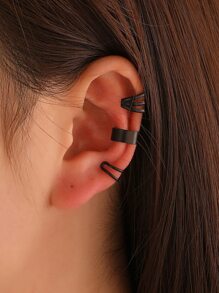 3 cái/bộ Đúng mốt Hình học Hình chữ C Kẹp vào hoa tai Không xỏ lỗ , Thích hợp Đối với Của phụ nữ Mặc hàng ngày - Màu Đen Súng - Xem 1