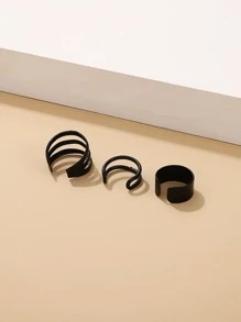 3 cái/bộ Đúng mốt Hình học Hình chữ C Kẹp vào hoa tai Không xỏ lỗ , Thích hợp Đối với Của phụ nữ Mặc hàng ngày - Màu Đen Súng - Xem 2