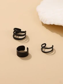 3 cái/bộ Đúng mốt Hình học Hình chữ C Kẹp vào hoa tai Không xỏ lỗ , Thích hợp Đối với Của phụ nữ Mặc hàng ngày - Màu Đen Súng - Xem 3