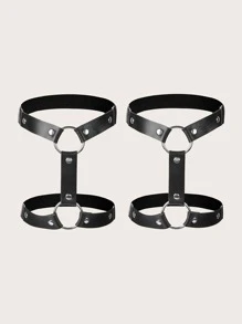 2pcs Steampunk Studded Decor Thigh Belt For Gothic Costumes Harness Halloween Valentine's Day