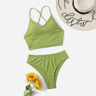 Solid Rib Bikini Swimsuit