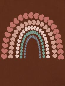 心和彩虹印花T恤 - 咖啡棕 - 查看 3