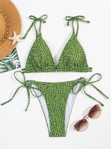 Dalmatian Print Micro Triangle Bikini, For Summer Beach Vacation - Multicolor - View 1