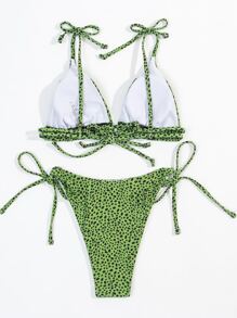 Dalmatian Print Micro Triangle Bikini, For Summer Beach Vacation - Multicolor - View 2