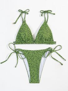 Dalmatian Print Micro Triangle Bikini, For Summer Beach Vacation - Multicolor - View 3
