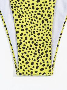 Dalmatian Print Micro Triangle Bikini Set, For Summer Beach Vacation - Olive Green - View 5
