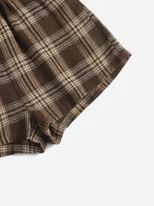 SHEIN Girls Plaid Elastic Waist Shorts - Multicolor - View 3
