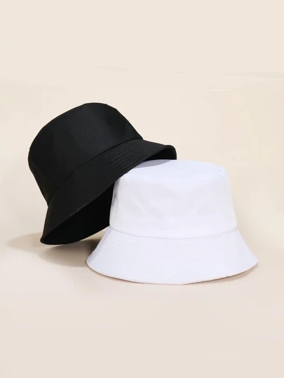 2pcs Solid Bucket Hat