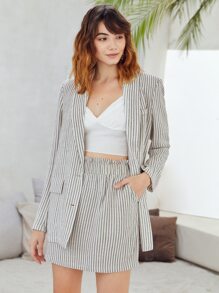 BizChic 條紋圖案紙袋腰半身裙 - 彩色 - 查看 1