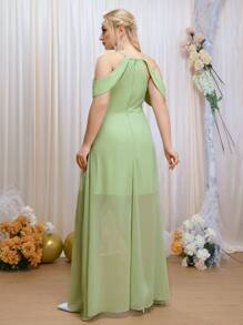 SHEIN Belle Plus Cut Out Wrap High Low Hem Chiffon Bridesmaid Dress