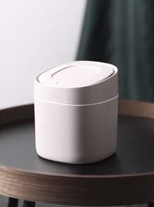 1pc Solid Color Desktop Garbage Can - Grey - View 4