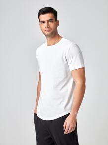 Manfinity VCAY Men T-Shirts Fit Crew Neck Short Sleeve Plain Casual Simple Summer 100% Cotton - White - View 3