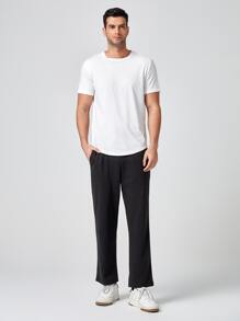 Manfinity VCAY Men T-Shirts Fit Crew Neck Short Sleeve Plain Casual Simple Summer 100% Cotton - White - View 4