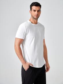 Manfinity VCAY Men T-Shirts Fit Crew Neck Short Sleeve Plain Casual Simple Summer 100% Cotton - White - View 5