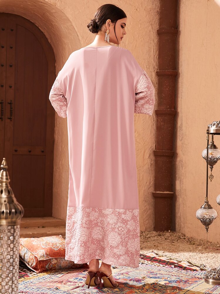 Al Najma פרחוני צנוע קאפטן וגלאביה - ורוד בייבי - ראה 2