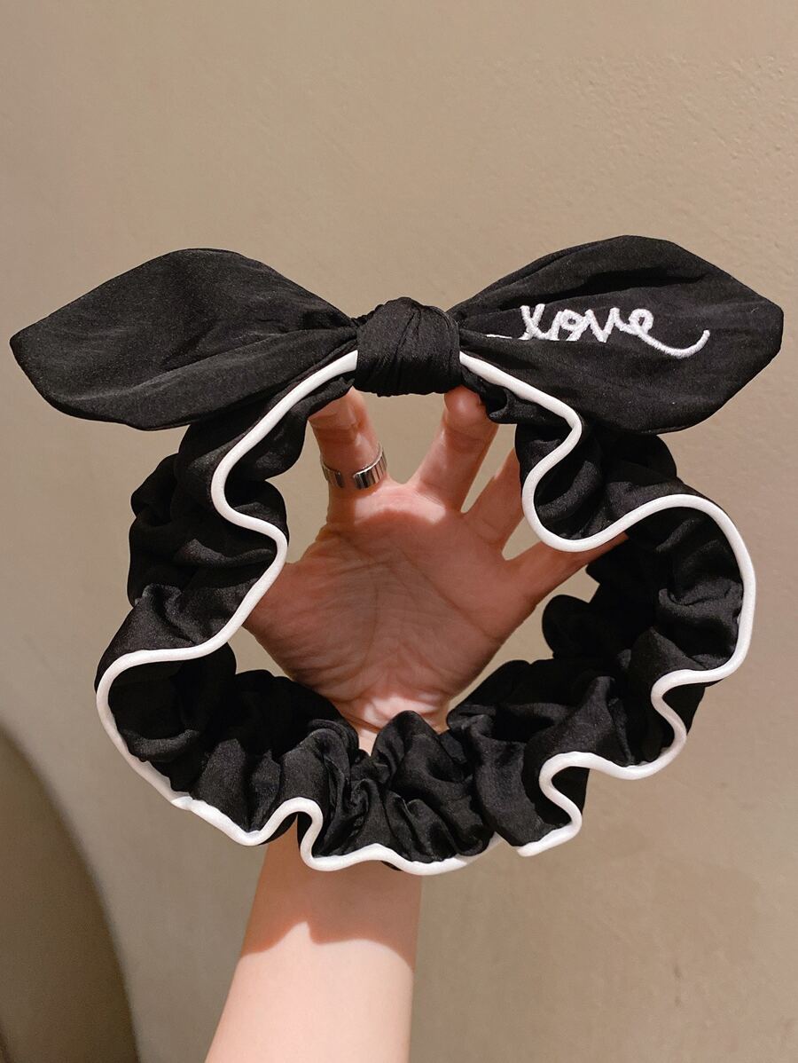 Băng đô tắm thêu chữ, Băng đô polyester màu đen dùng cho phòng tắm Trang trí phòng tắm gia đình Mùa hè trở lại trường - Đen và trắng - Xem 1