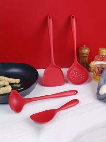 4 piezas Set utensilios de cocina de silicona - Rojo - Ver 5