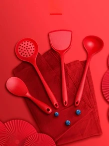 4 piezas Set utensilios de cocina de silicona - Rojo - Ver 4
