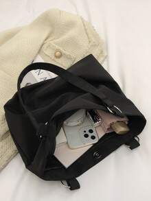 Túi Xách tay Nữ Lá thư Đôi tay cầm - màu đen - Xem 5